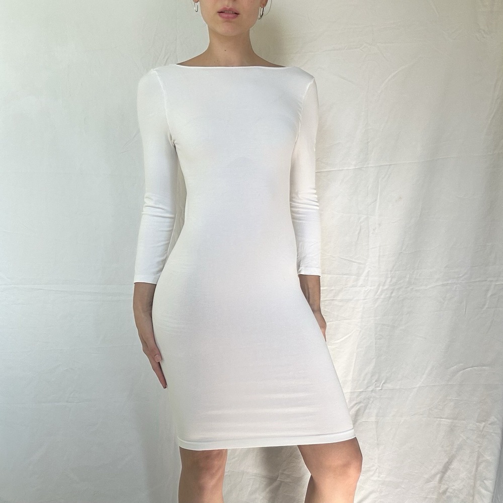 M. Rena Seamless 3/4 Sleeve Bodycon Dress Chic Y2K USA Made